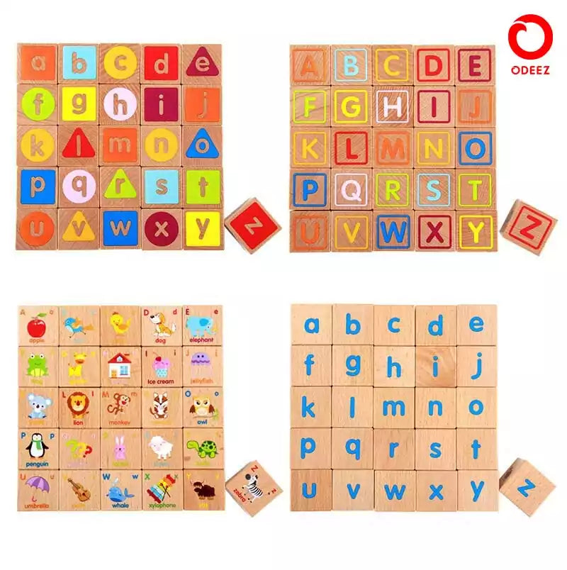 ABC Solid Wooden Building Blocks With Multiple Activities - Default Title - Odeez | Educational Toys Pakistan 