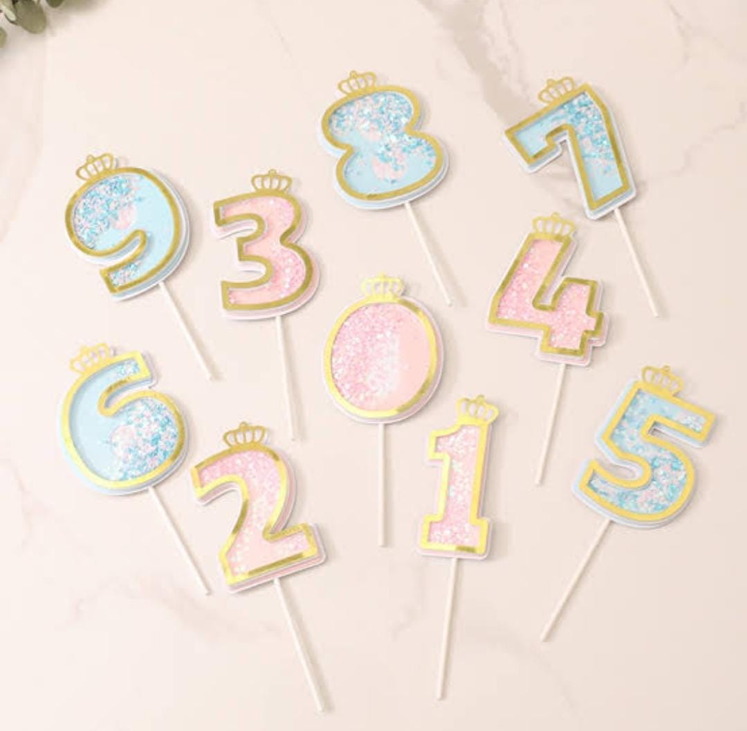 Age Fancy Shining Star Birthday Cake Topper - One year / Blue-One year / Pink-Two year / Blue-Two year / Pink - Odeez | Educational Toys Pakistan 