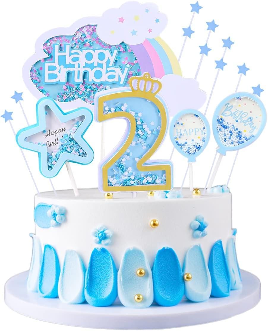 Age Fancy Shining Star Birthday Cake Topper - One year / Blue-One year / Pink-Two year / Blue-Two year / Pink - Odeez | Educational Toys Pakistan 