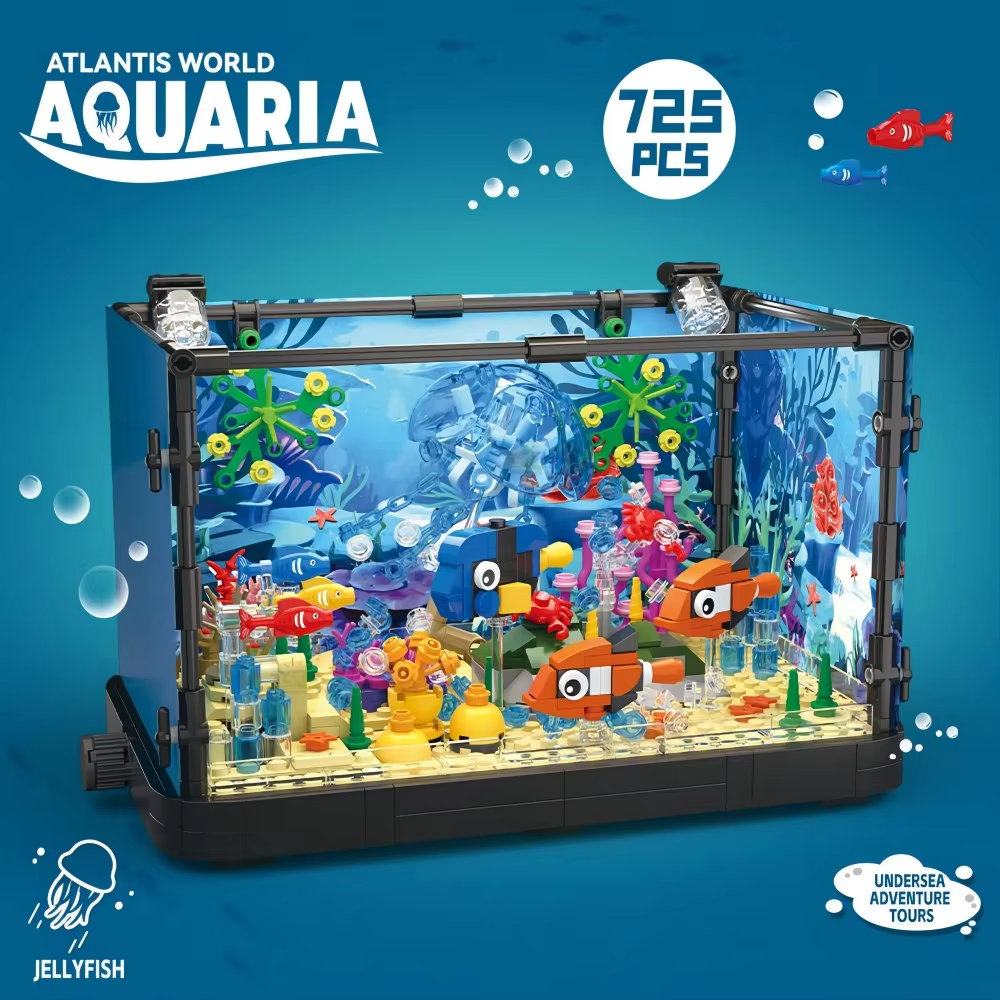 Ocean Fish Tank Aquarium Building Block Mdoel Set - 725 pieces