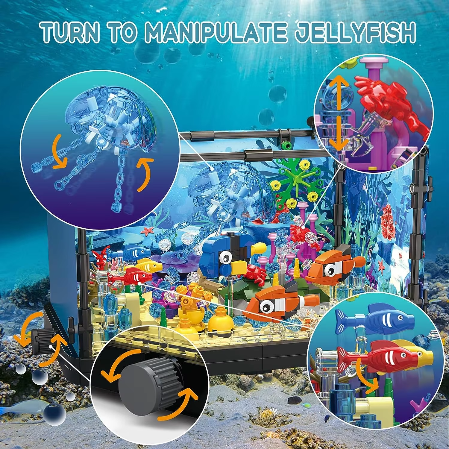Ocean Fish Tank Aquarium Building Block Mdoel Set - 725 pieces