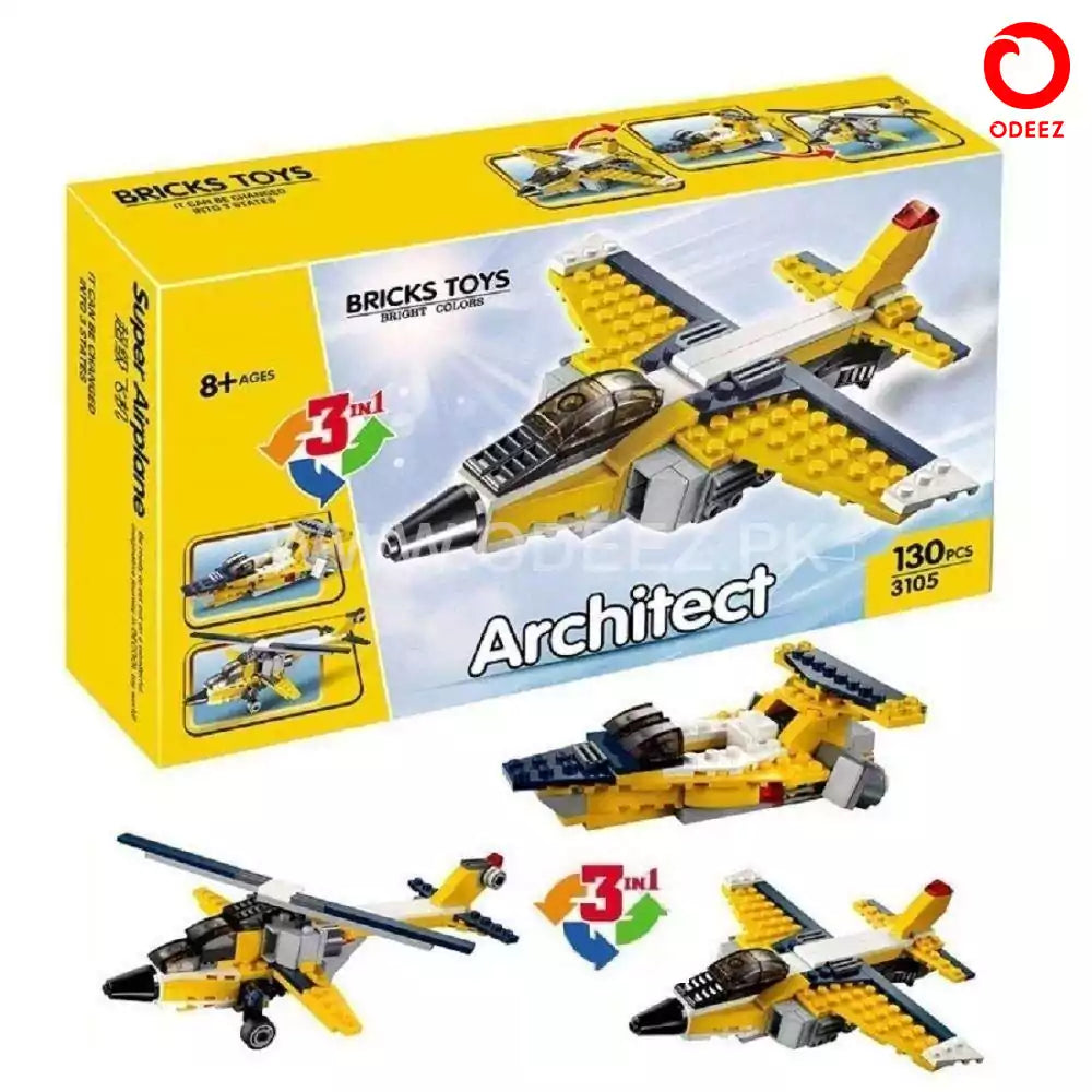 Architect Airplane Model 3 - 130 Pieces - Default Title - Odeez | Educational Toys Pakistan 
