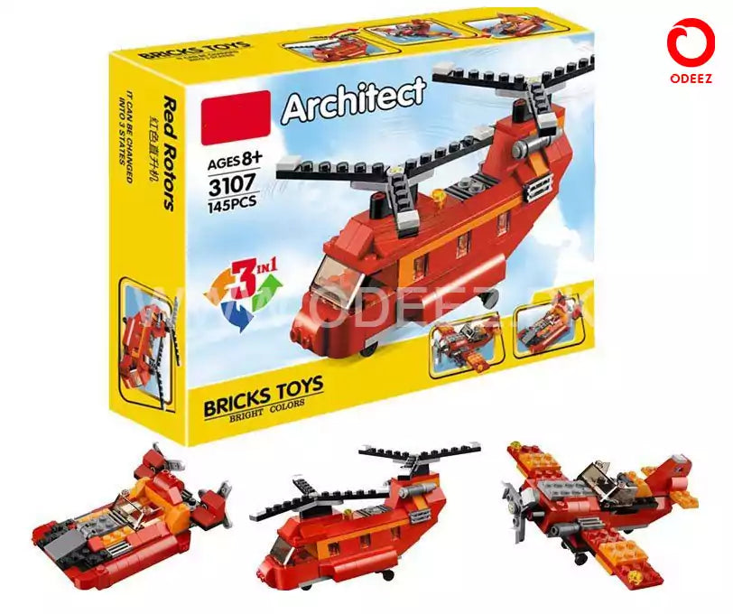 Architect Fighter Helicopter Model 3 - 145 Pieces - Default Title - Odeez | Educational Toys Pakistan 