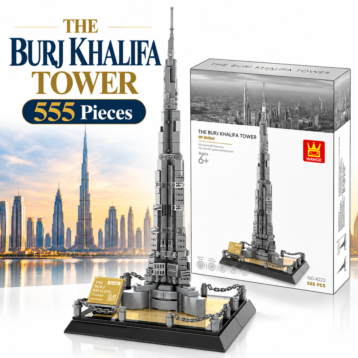 The Burj Khalifa Tower Dubai Building Blocks 555 Pieces - 222