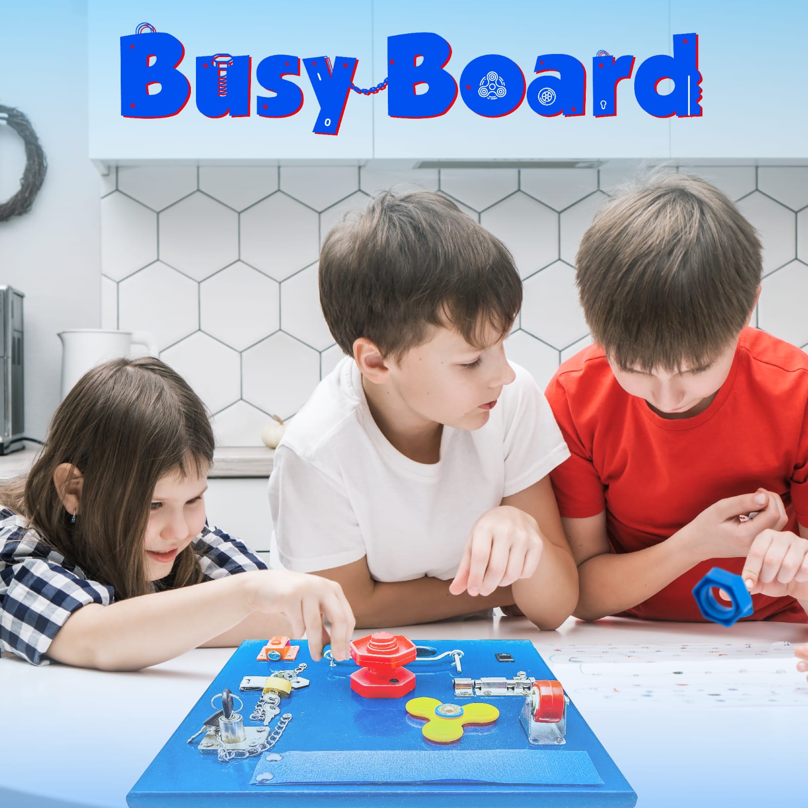 Busy Board - Montessori Activity Learning Wooden board - Yellow - Default Title - Odeez | Educational Toys Pakistan 
