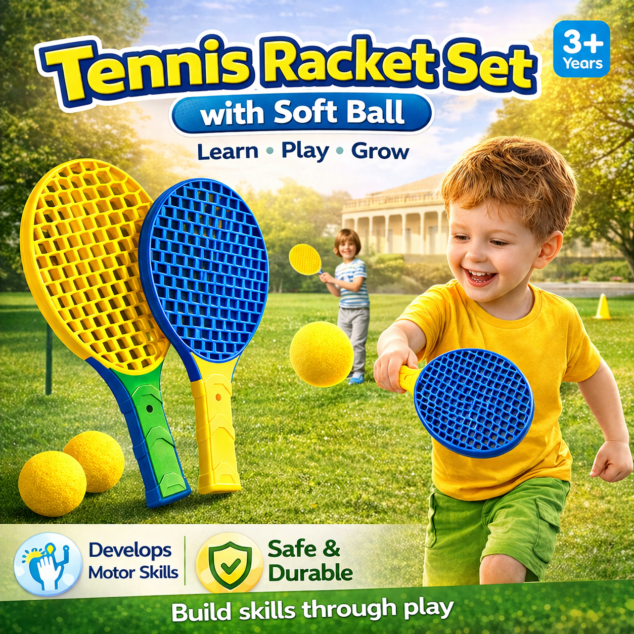 Tennis Racket Set with Soft Ball (2 Player Set) - 174