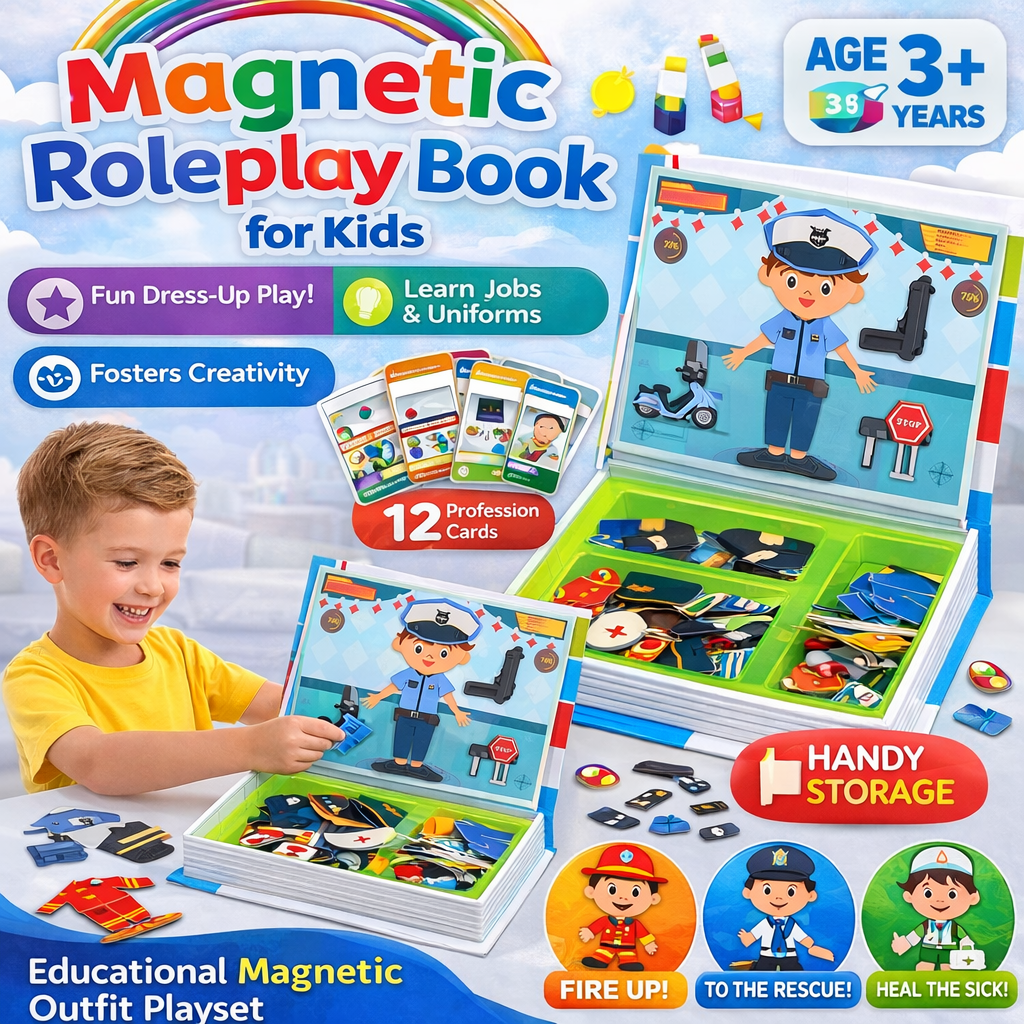 Roleplay Magnetic Puzzle Book Educational Dress-Up Playset - 808