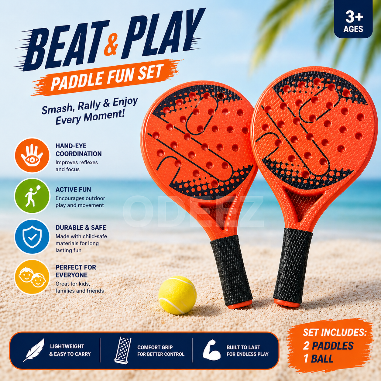 Kids Paddle Racket Set Catch Ball Game  2 Players - 954