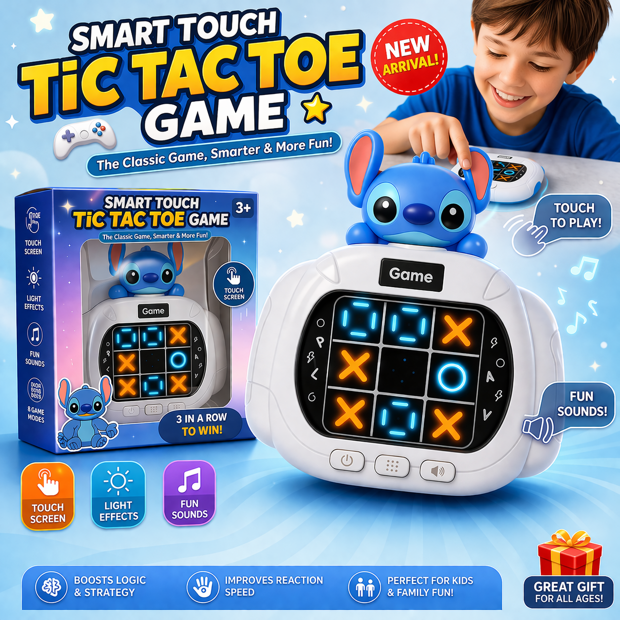 Fun Tic-Tac-Toe Electronic Game Touch Screen & Light - 888