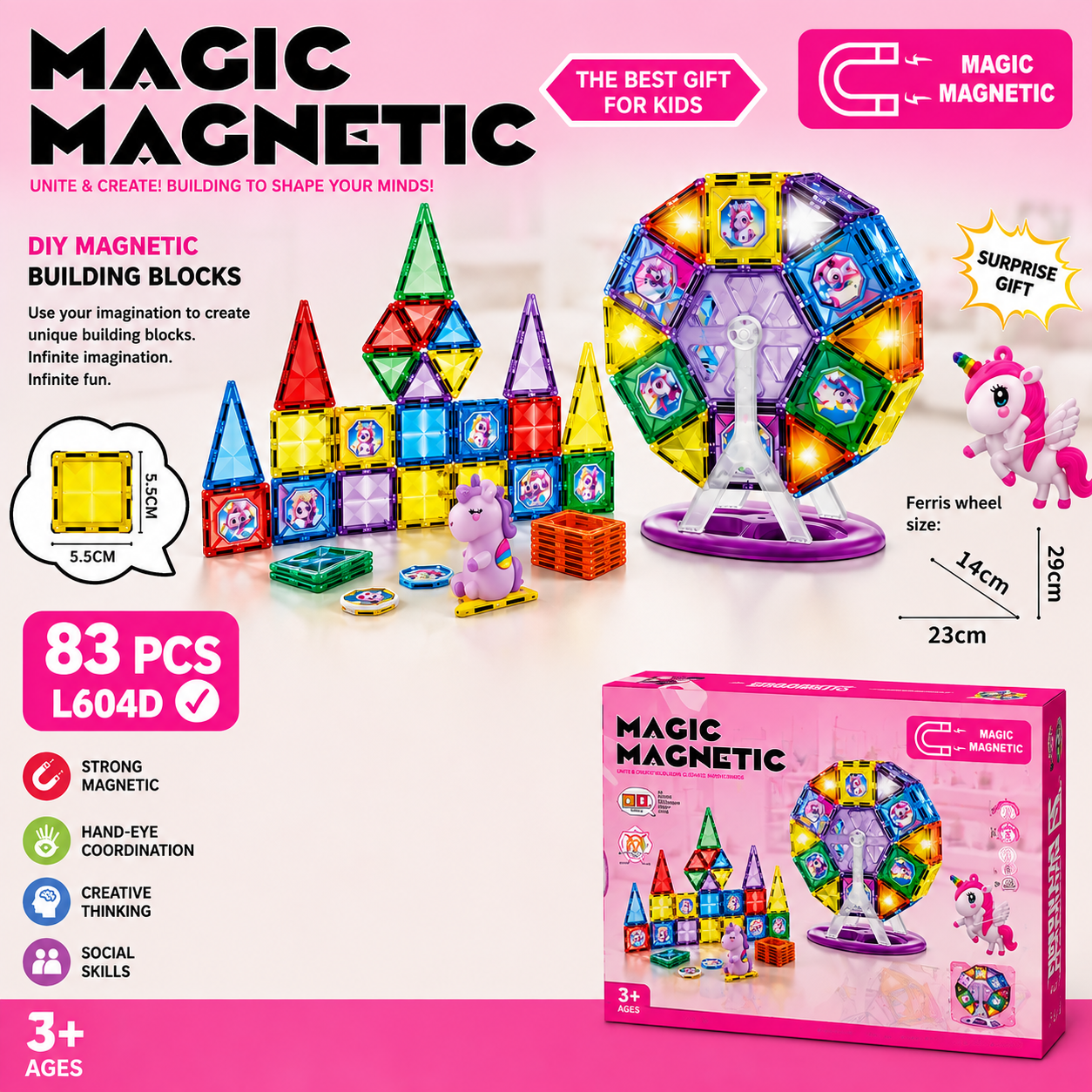 Magic Magnetic Unicorn Building Blocks 83 Pcs - 04D