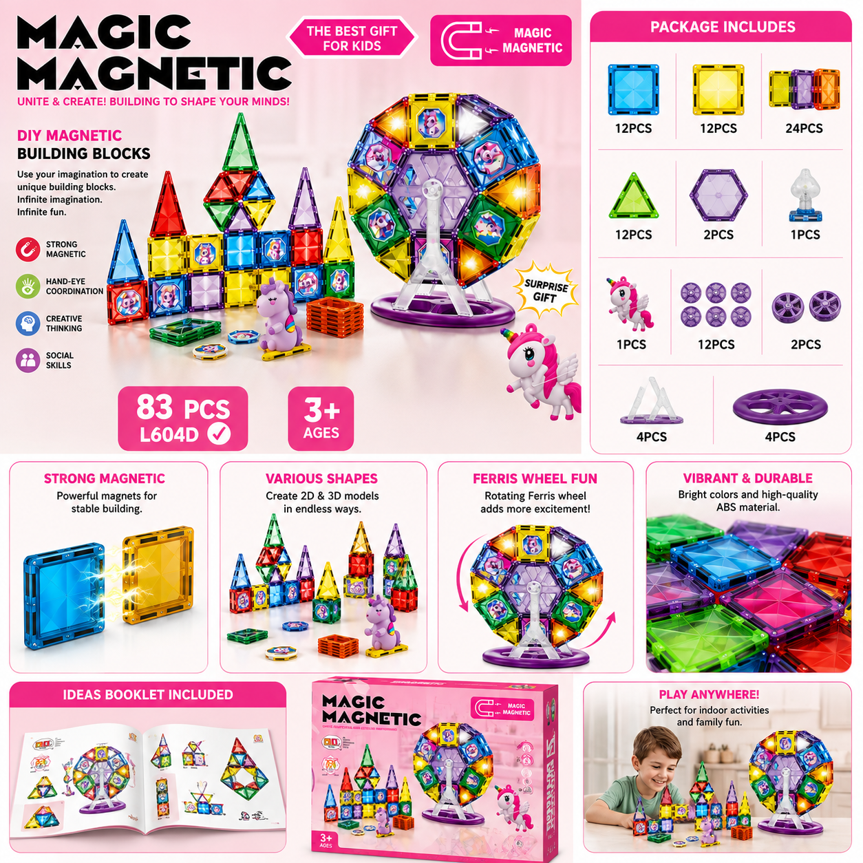 Magic Magnetic Unicorn Building Blocks 83 Pcs - 04D