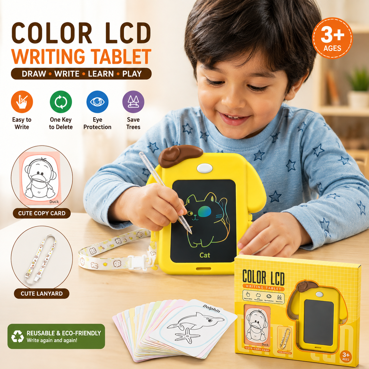 Color LCD Writing Tablet Learning Flashcards - 26pcs