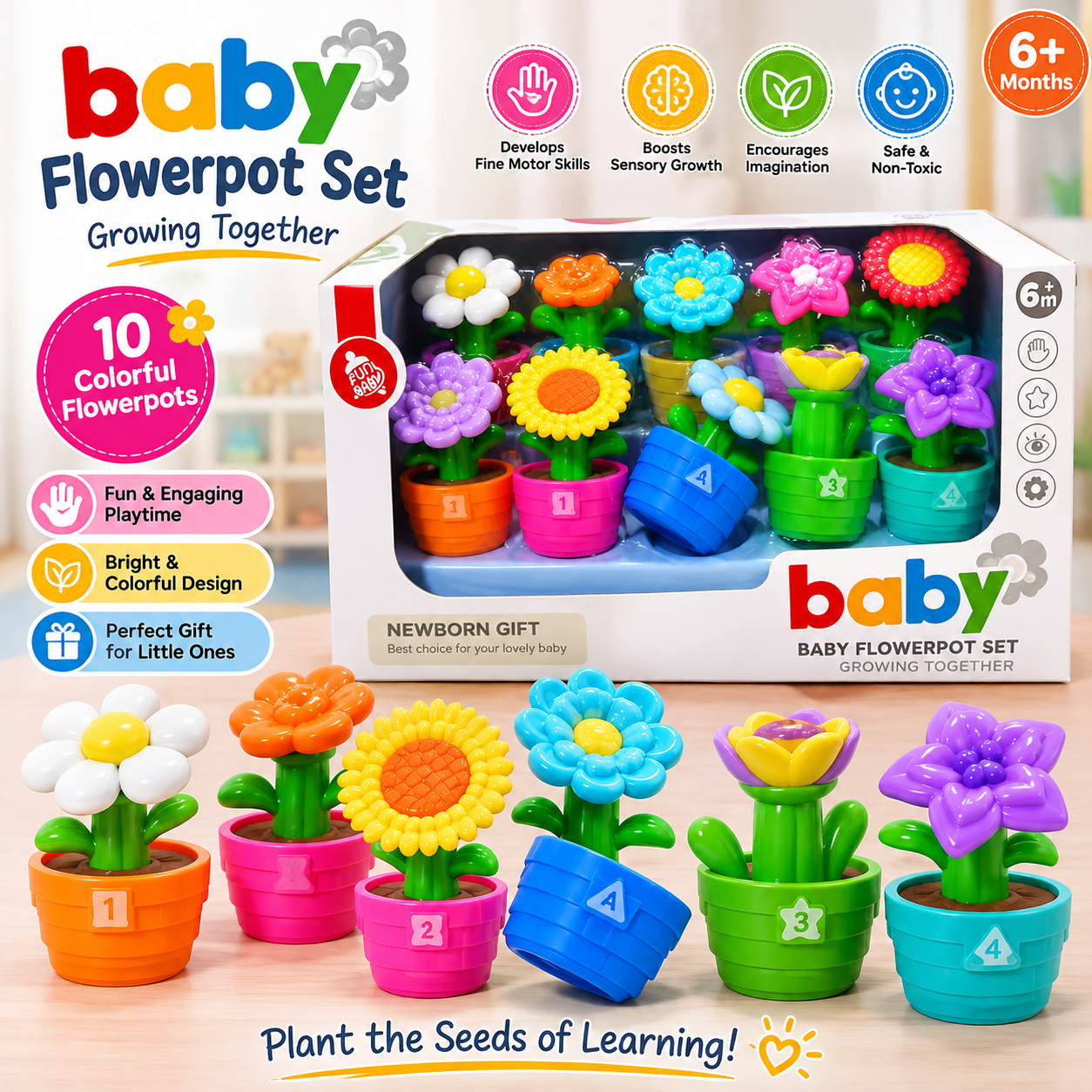 Baby Flowerpot Matching Shapes and Sorting Kit - 035