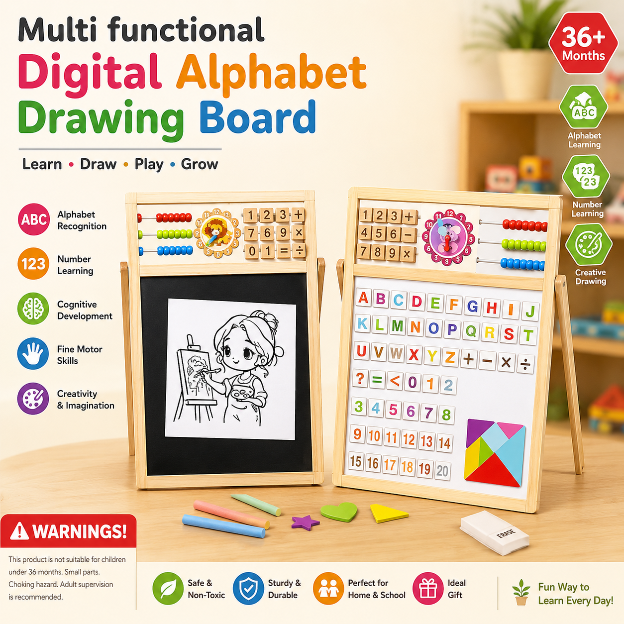 Multi-Functional Digital Alphabet Drawing Board - 924