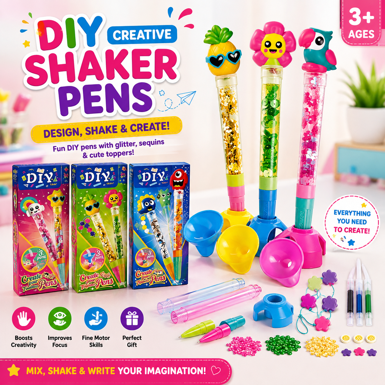 DIY Create Your Own Tropical Glitter Pen 3 pens - 825