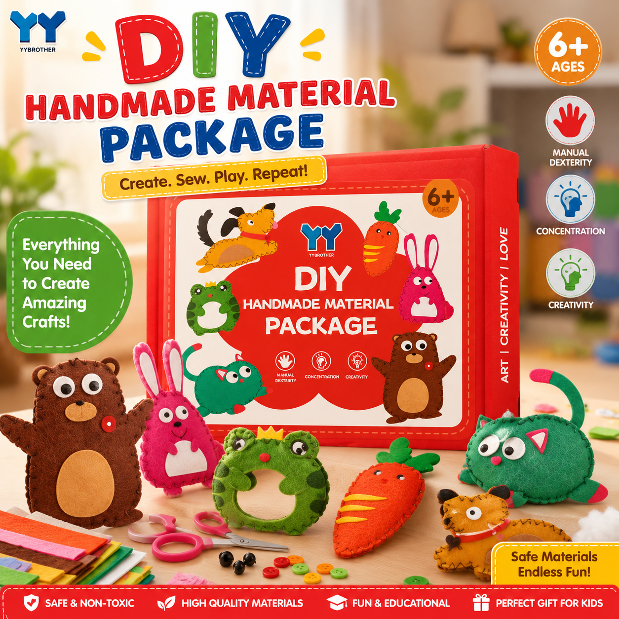 DIY Handmade Material Package – Creative Felt Craft Kit (6+ Years) - 207