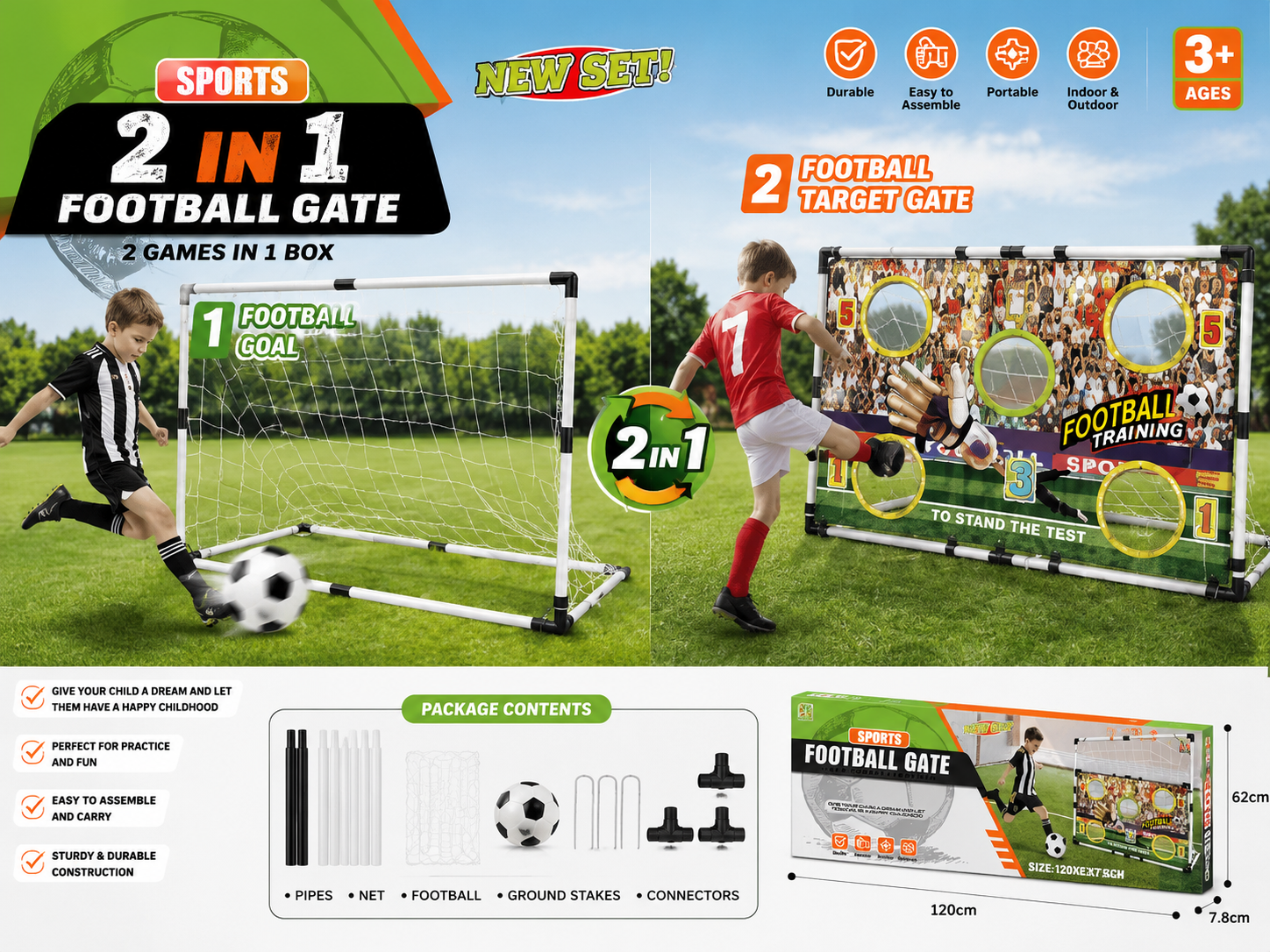 2-in-1 Football Goal & Target Training Set - 619