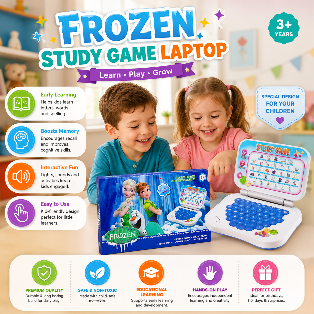 Frozen Study Game Laptop Interactive Educational Learning Toy for Kids - 81A