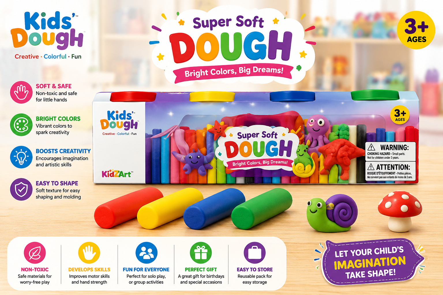 Kids' Dough Super Soft Modeling Clay Set for Creative Play - 022