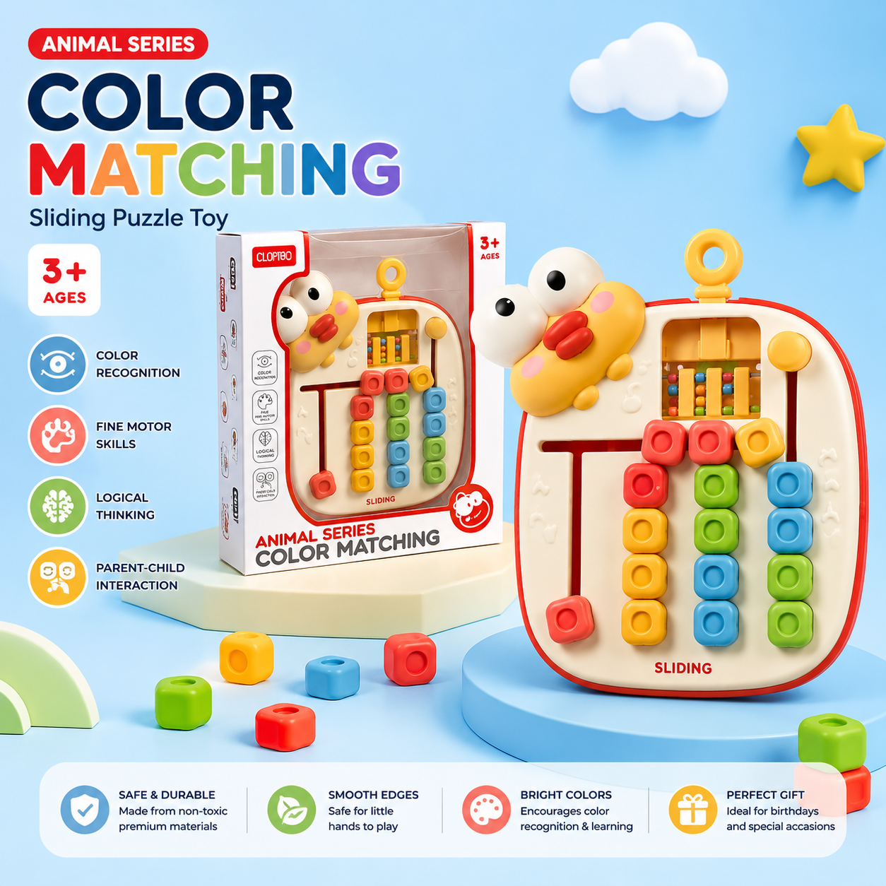 Animal Series Color Matching Sliding Puzzle Toy - 106