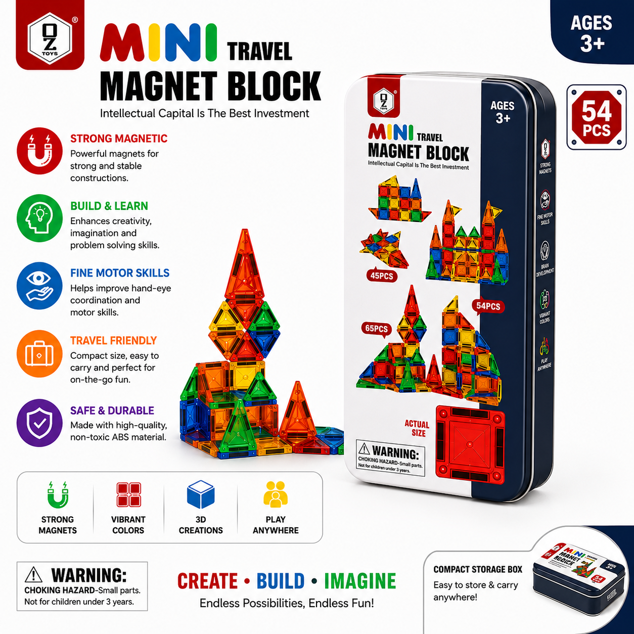 Mini Travel Magnetic Blocks 54 piece - 192