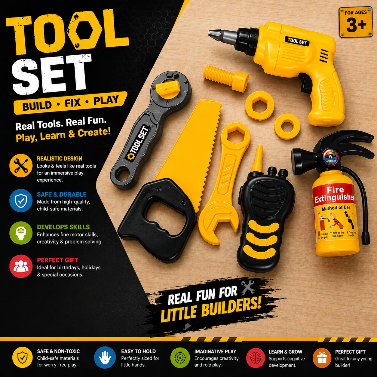 Kids Pretend Play Tool Set - 14A
