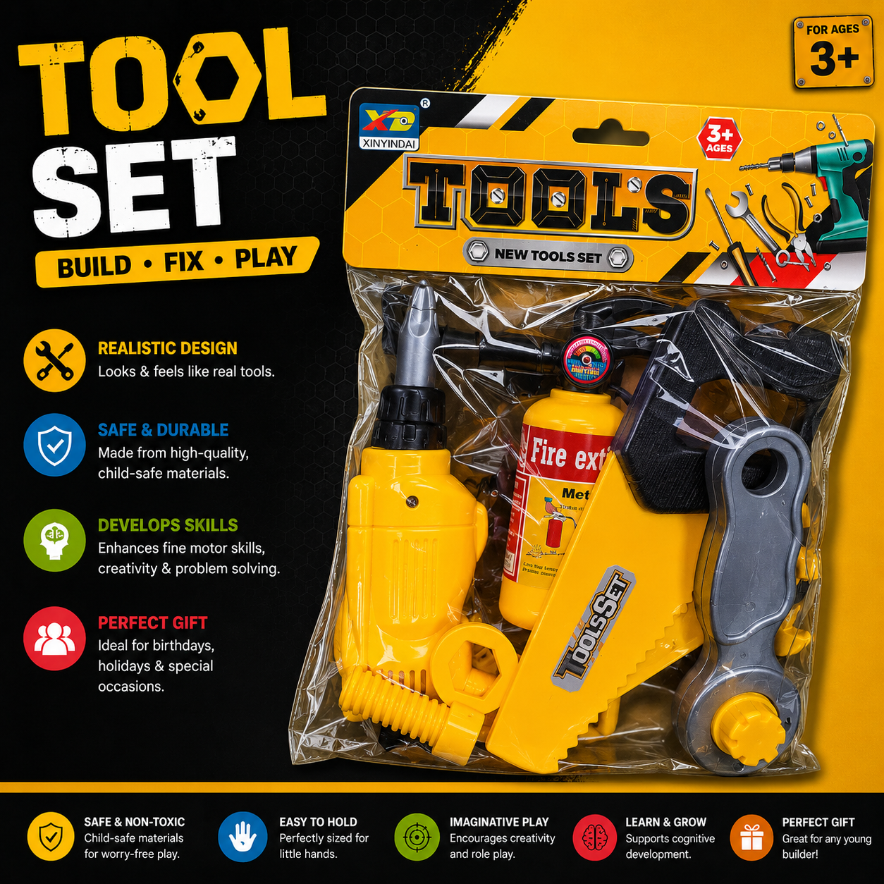 Kids Pretend Play Tool Set - 14A