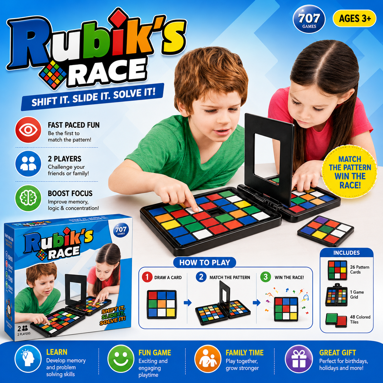 Rubiks Race Pattern Matching Strategy Game for Kids B33