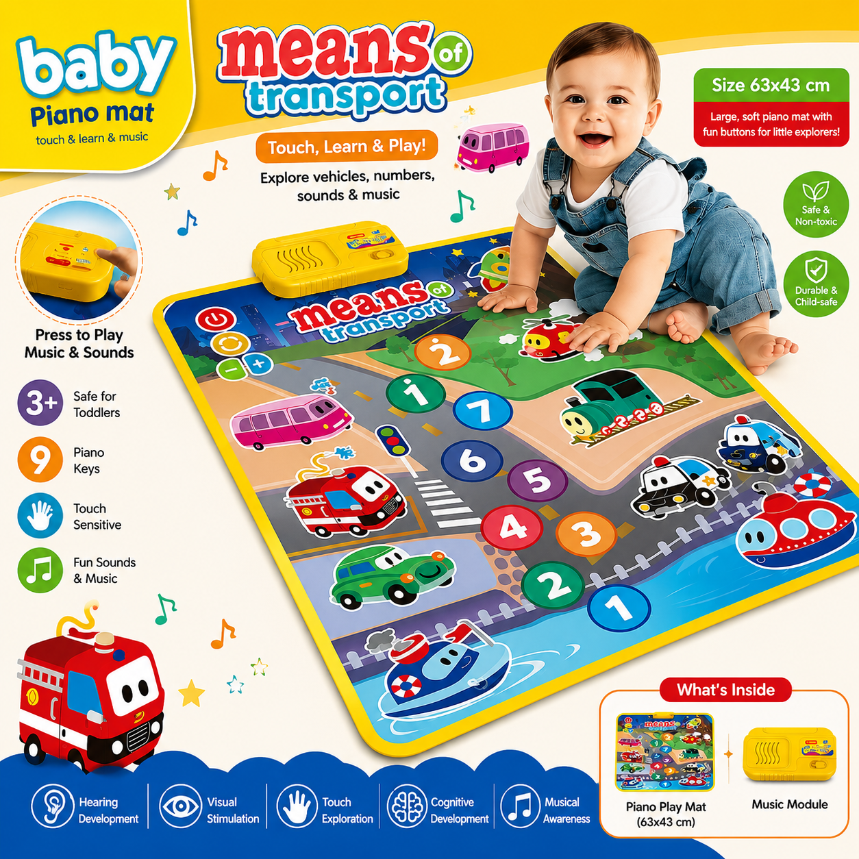 Baby Musical Transport Piano Mat Interactive Learning Play Mat 770