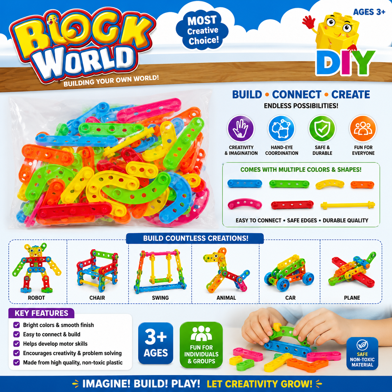 Block World DIY Creative Building Set 80+ pieces - 064