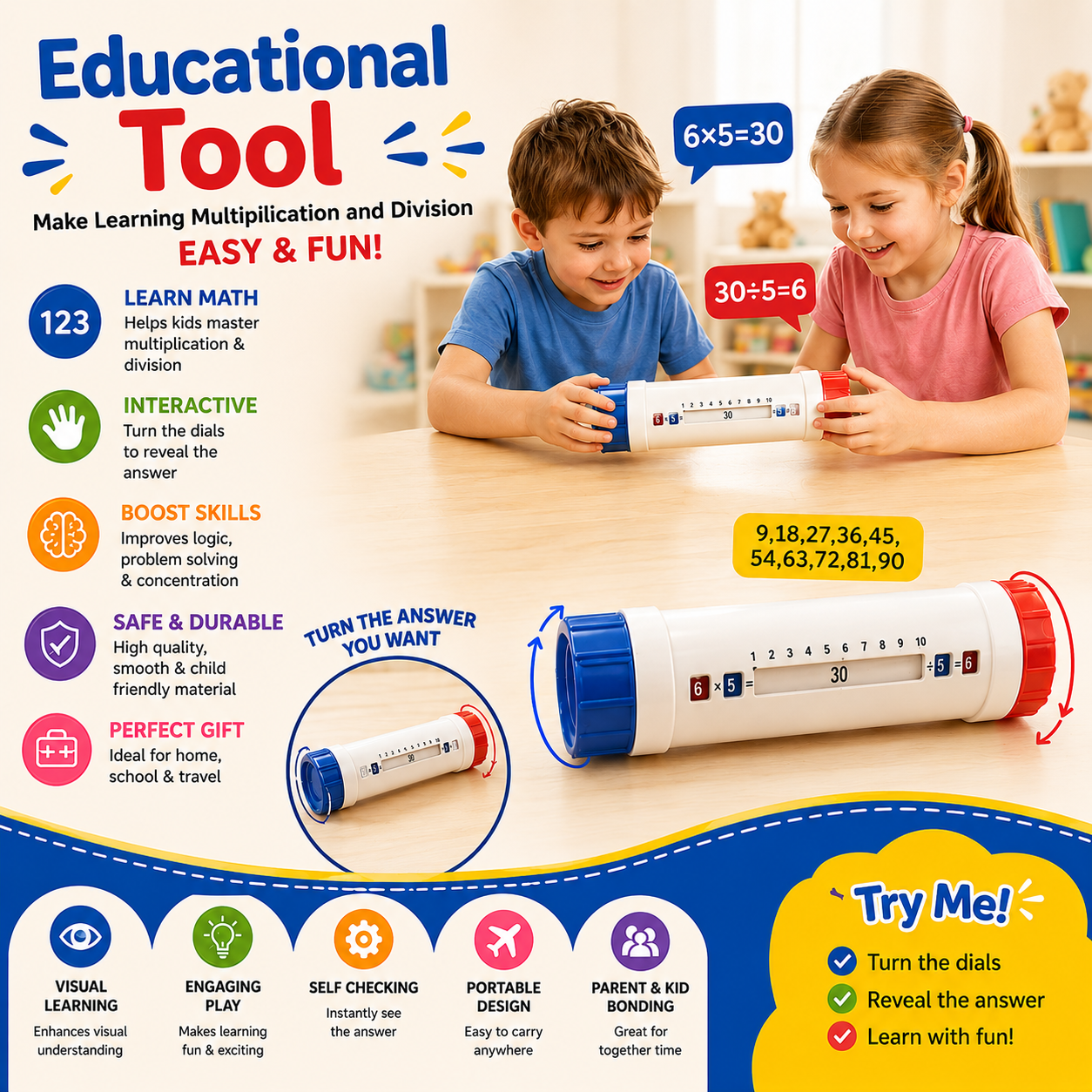 Multiplication and Division Learning Interactive Math Practice Toy - 012