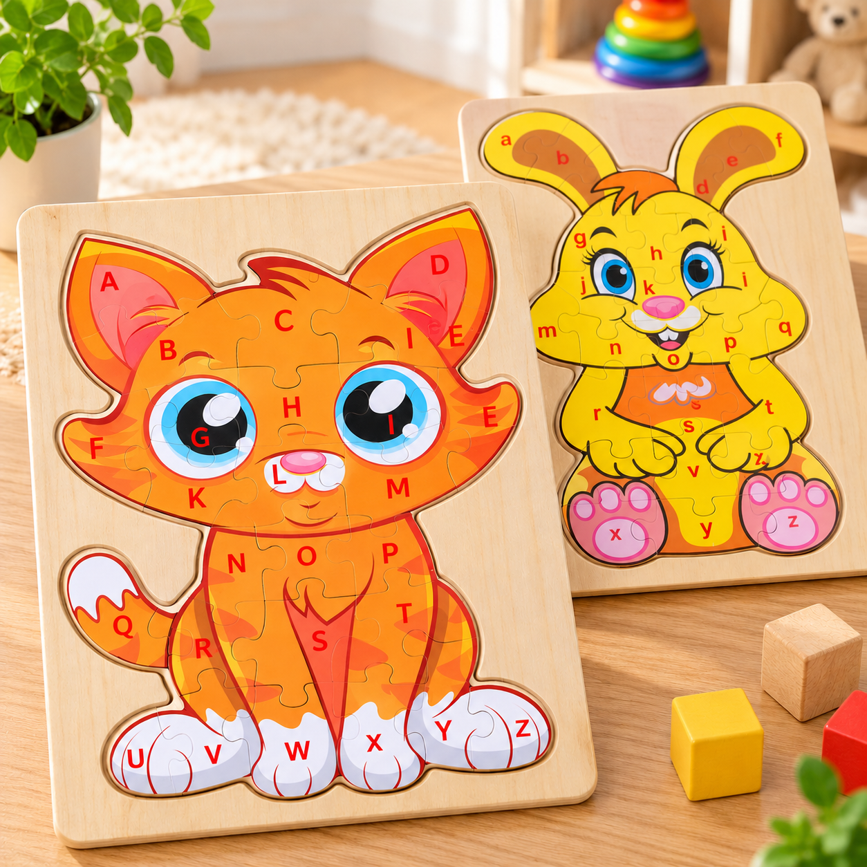 Wooden ABC Alphabet Puzzle Board for Kids - Montessori Letter Learning and Matching Puzzle P3