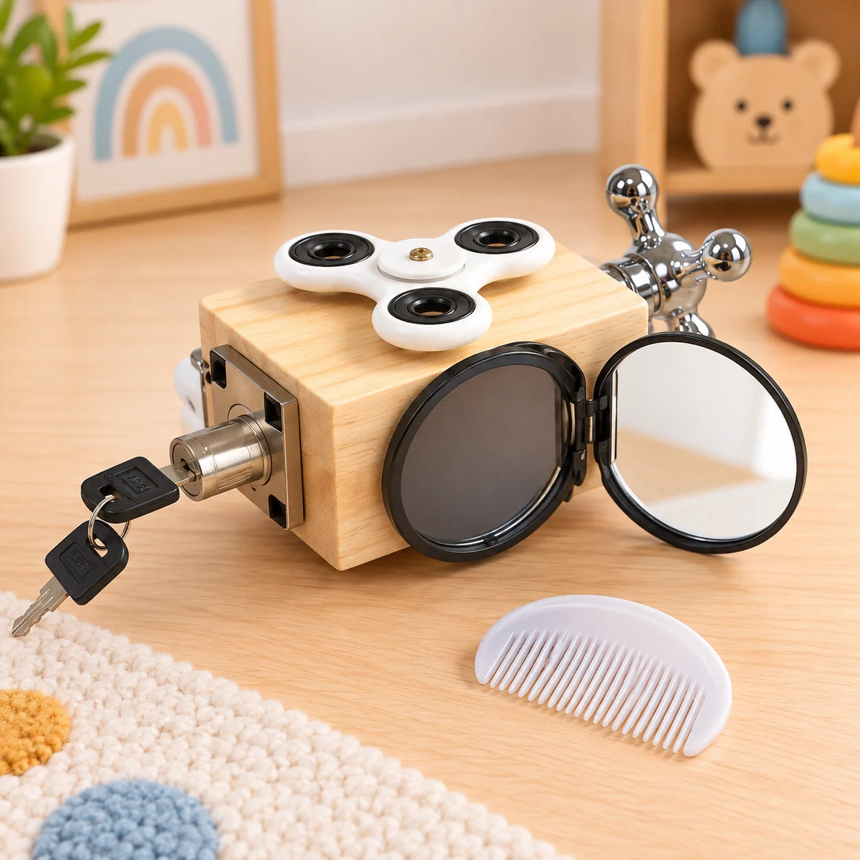 Wooden 8in1 Sensory Activity Interactive Busy Cube