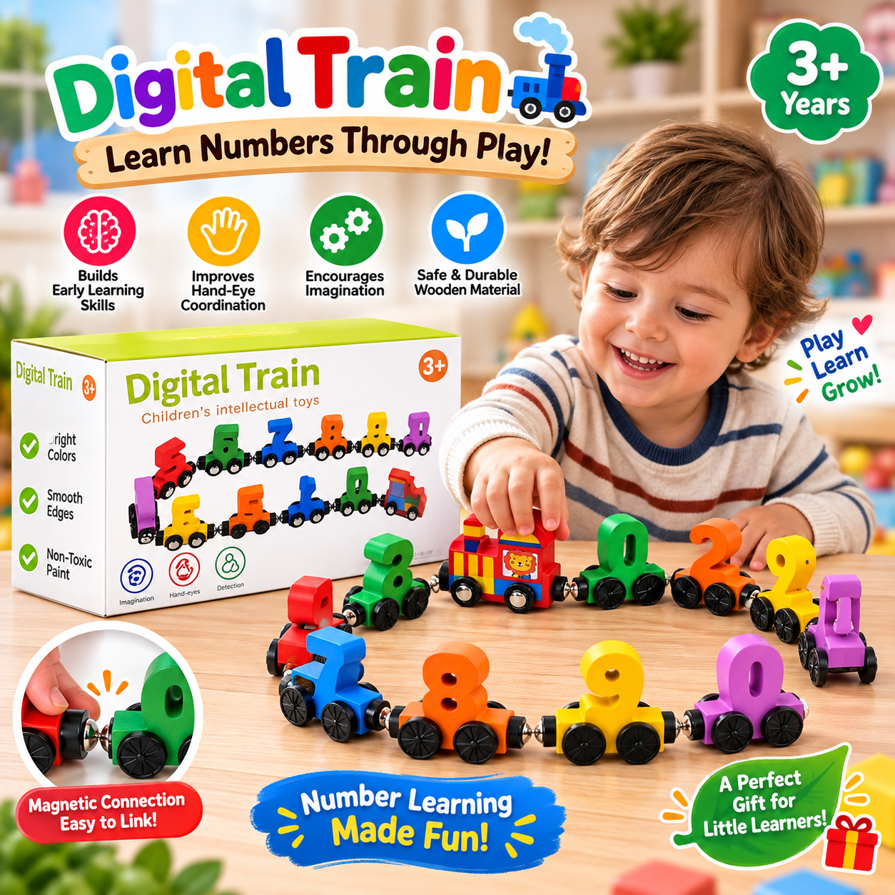 Colorful Wooden Number Digital Train Toy - 852