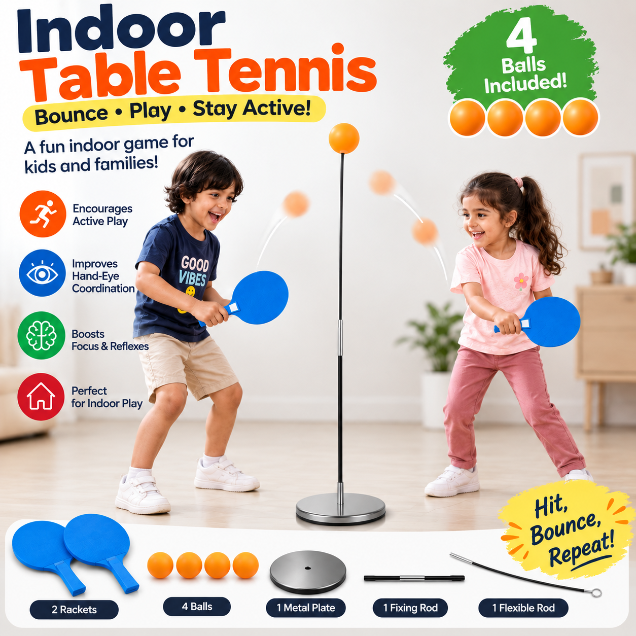 Indoor Table Tennis Trainer Playset