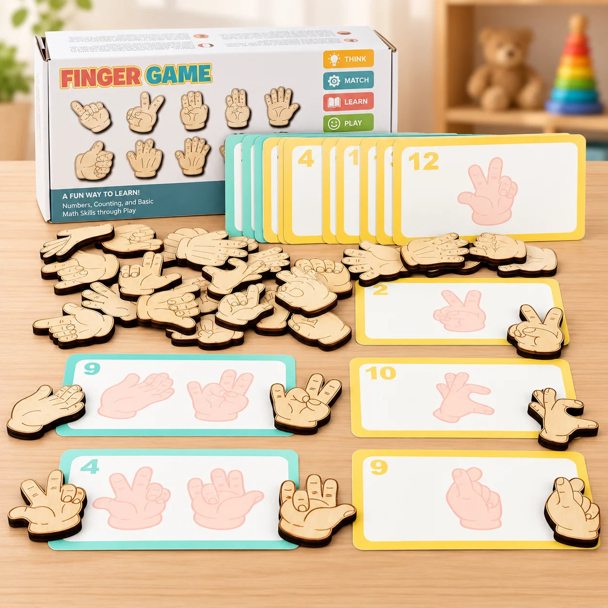 Wooden Montessori Hand Gesture Matching Activity Toy