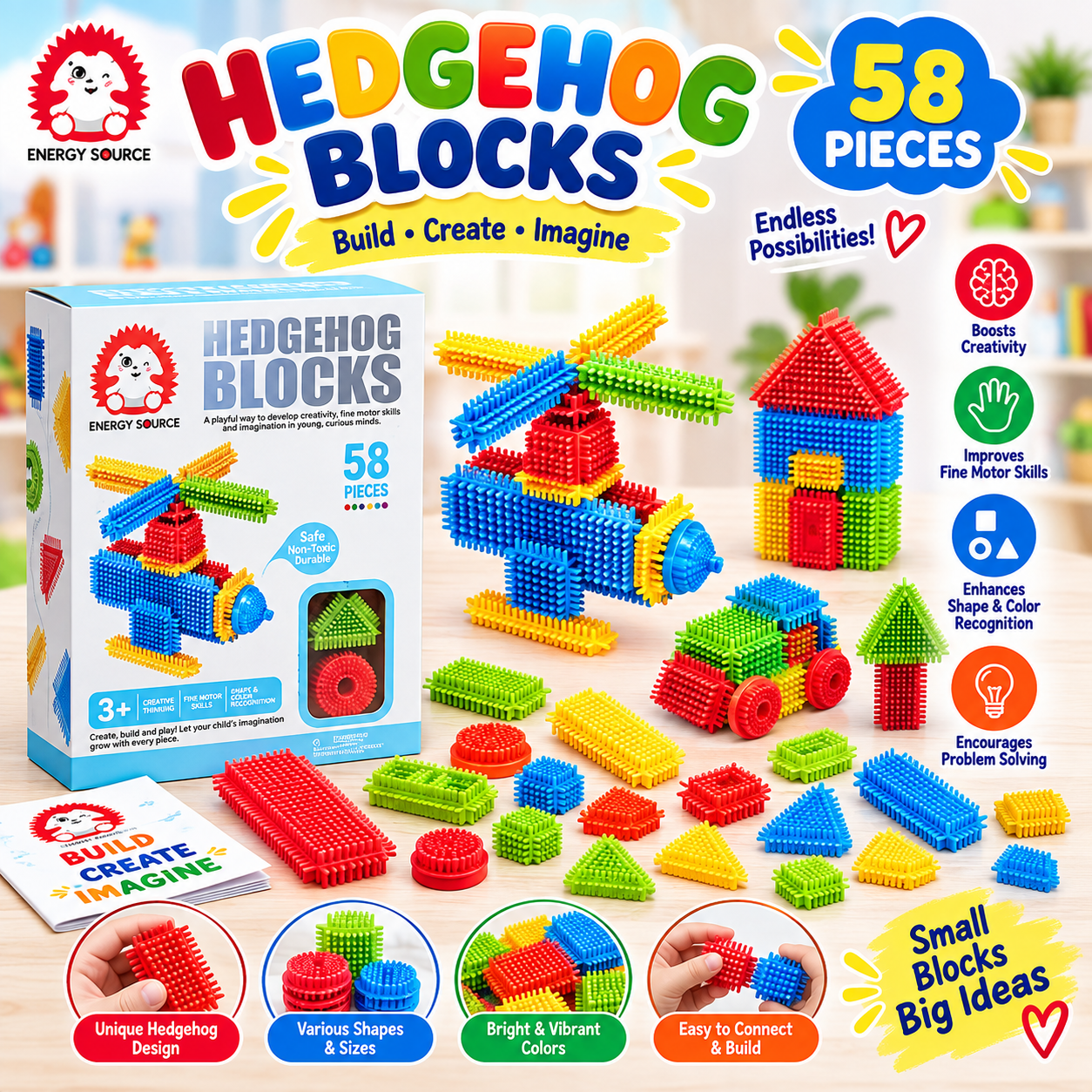 Hedgehog Blocks 58 Pieces Building Set
