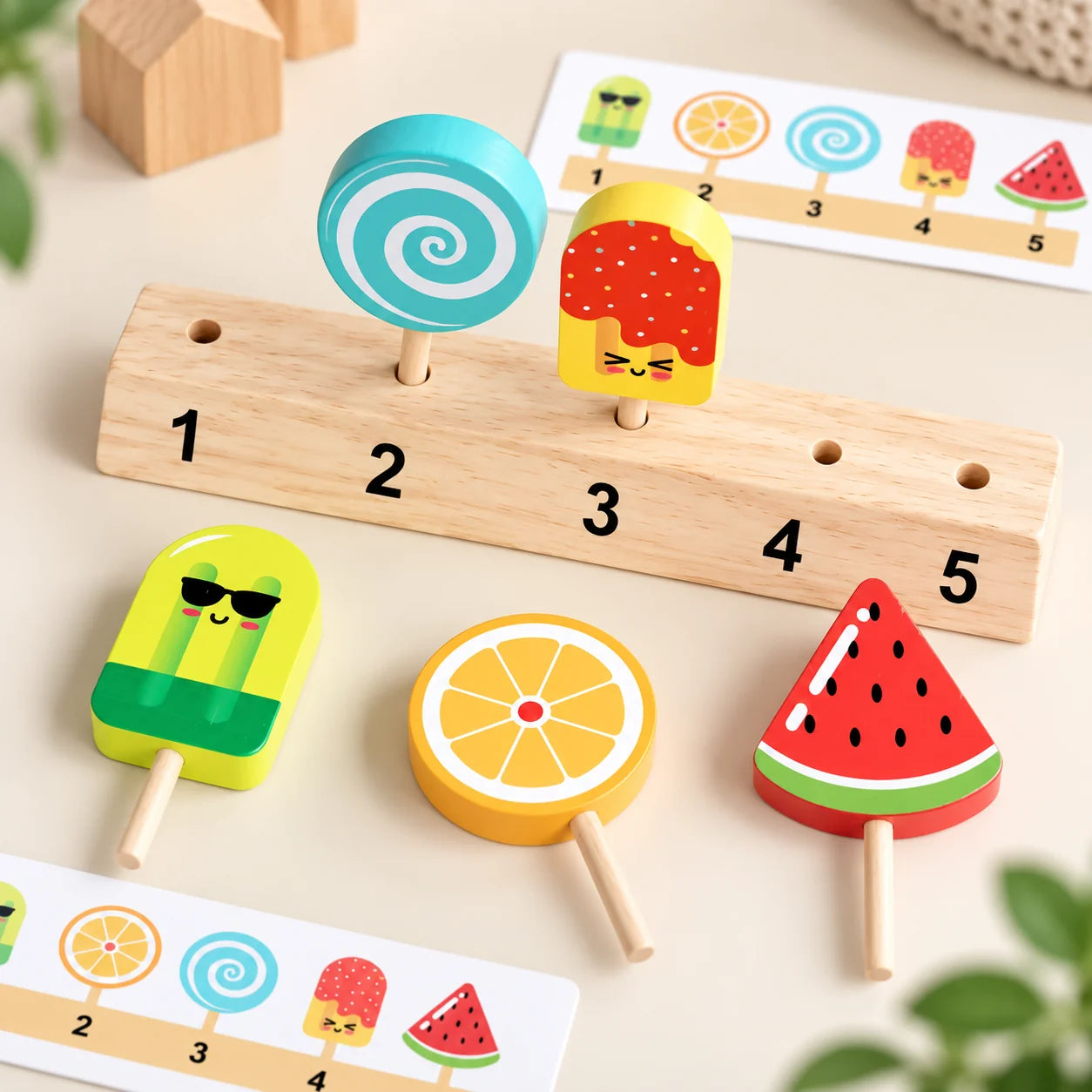 Wooden Ice Cream Matching and Sorting Activity Game