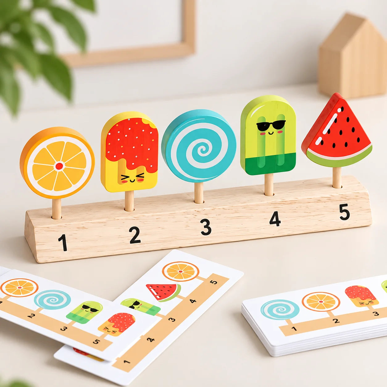Wooden Ice Cream Matching and Sorting Activity Game