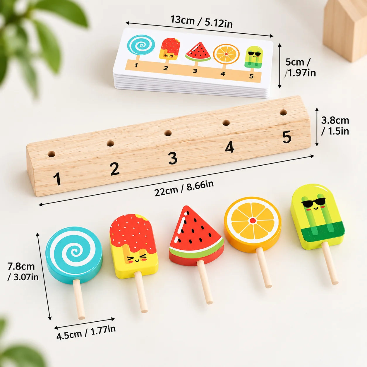Wooden Ice Cream Matching and Sorting Activity Game