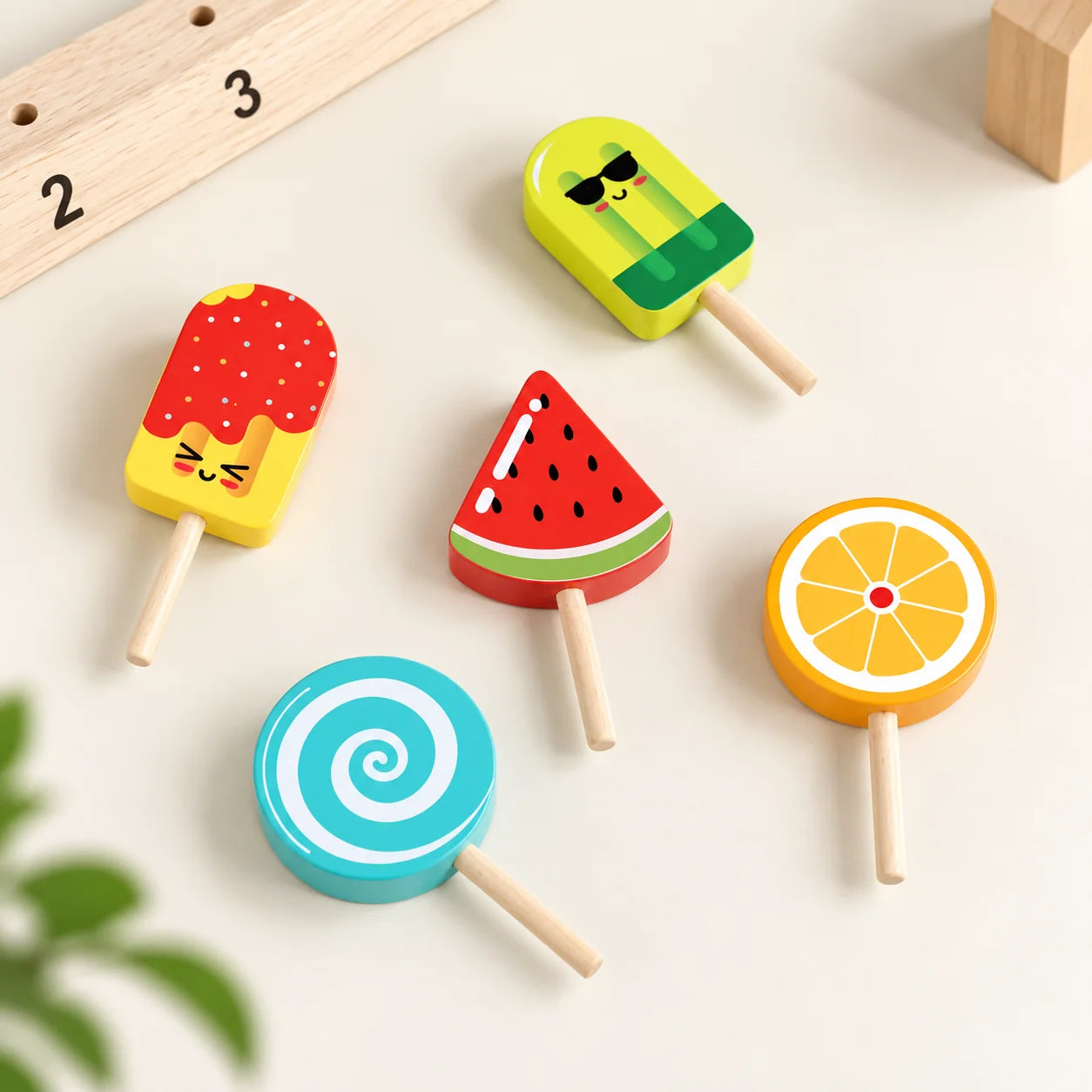 Wooden Ice Cream Matching and Sorting Activity Game