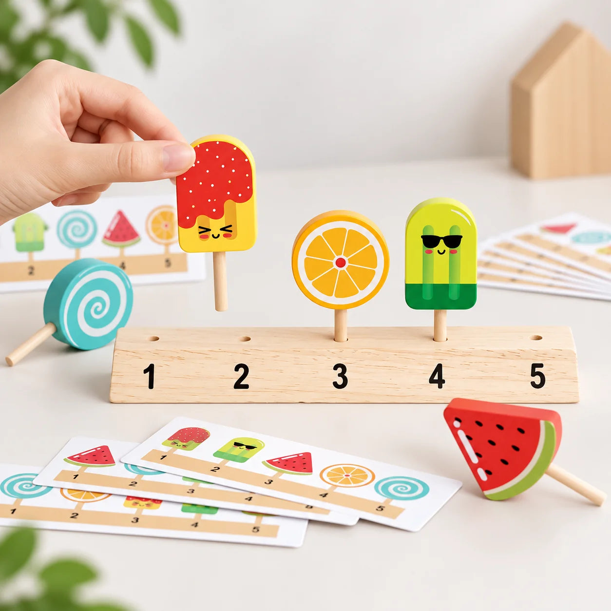 Wooden Ice Cream Matching and Sorting Activity Game