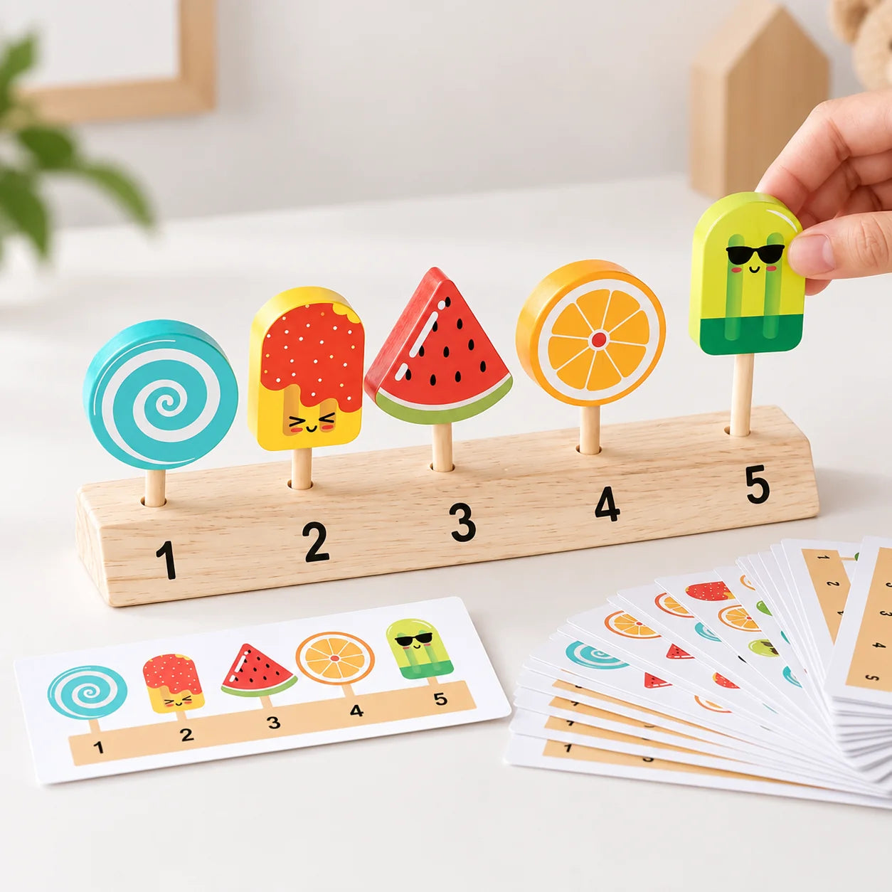 Wooden Ice Cream Matching and Sorting Activity Game