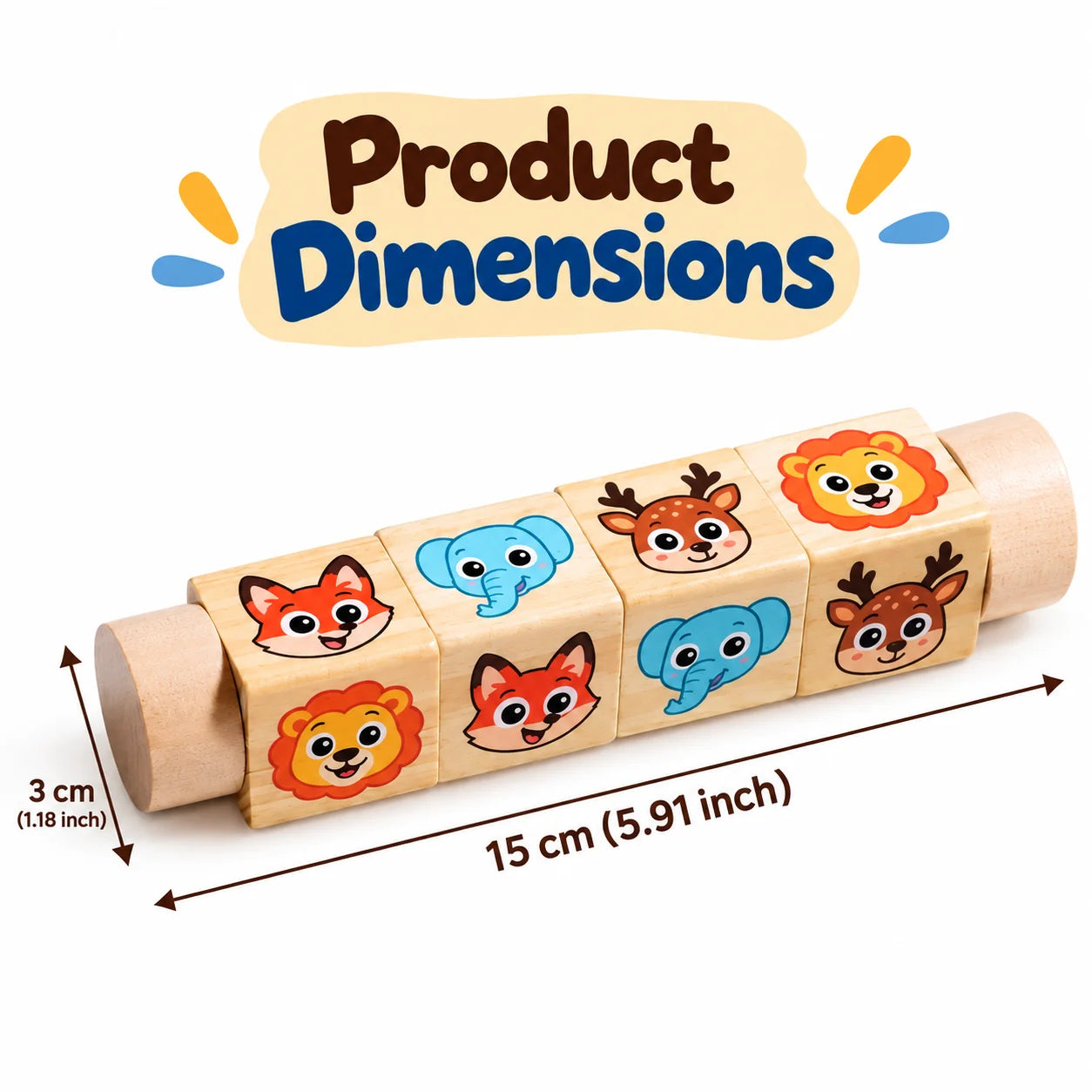 Wooden Rotating Character Faces Matching Puzzle
