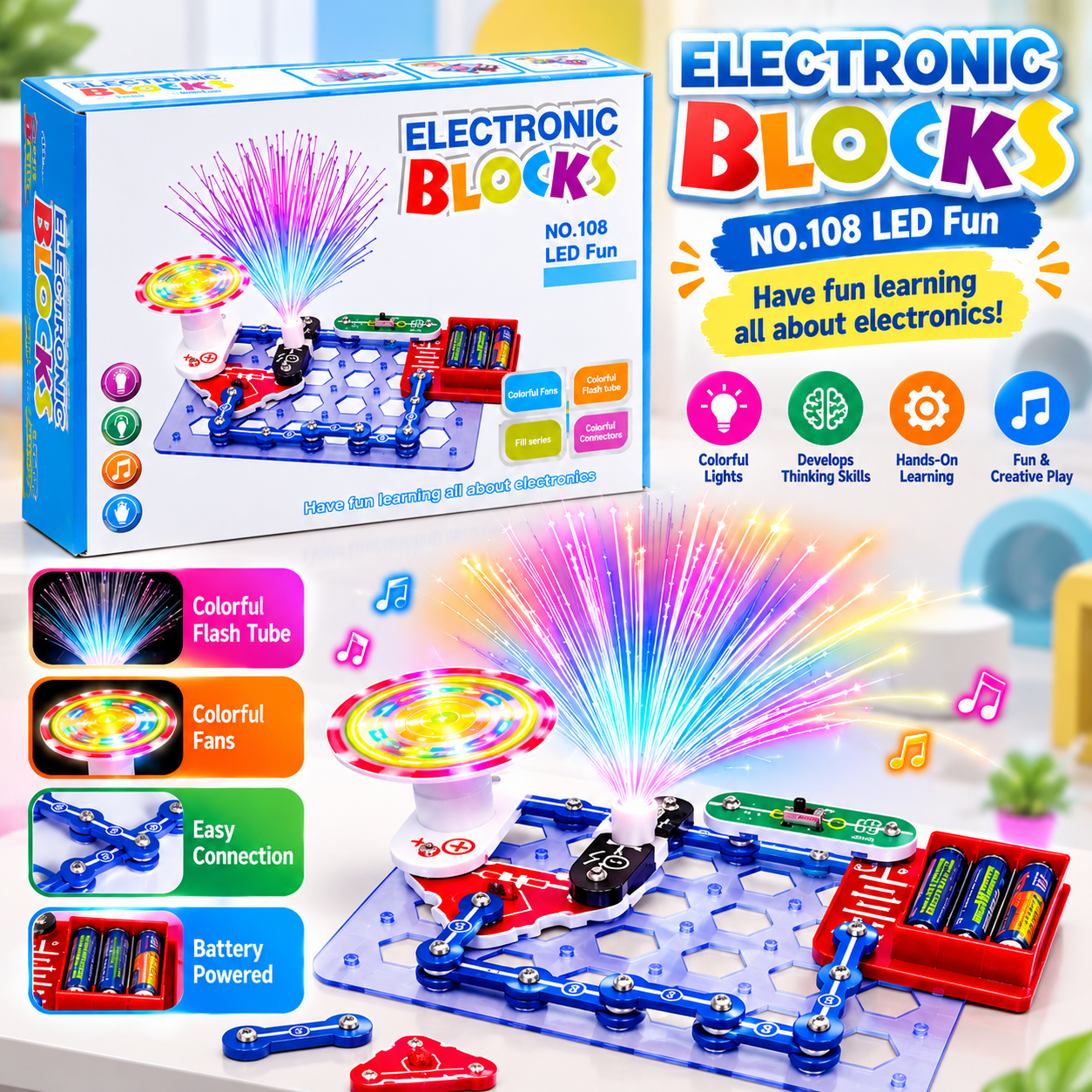 Electronic Blocks No. 108 LED Fun - Science Experiment Kit