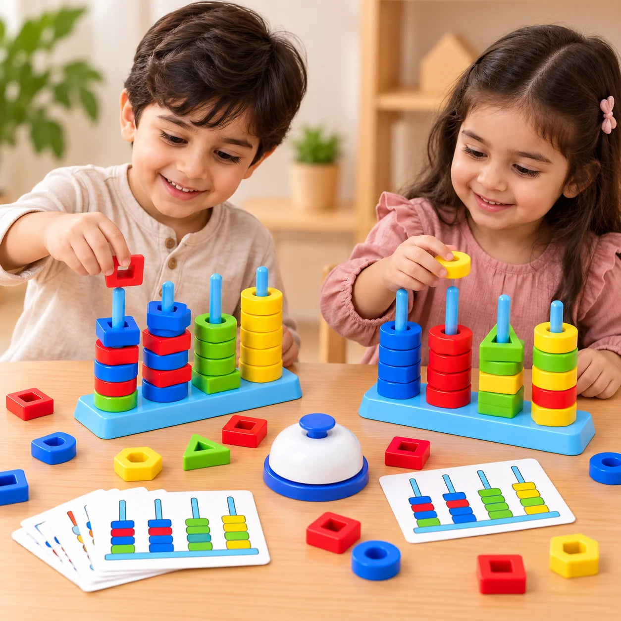 Color and Shape Stack Matching Interactive Game - Multiplayer