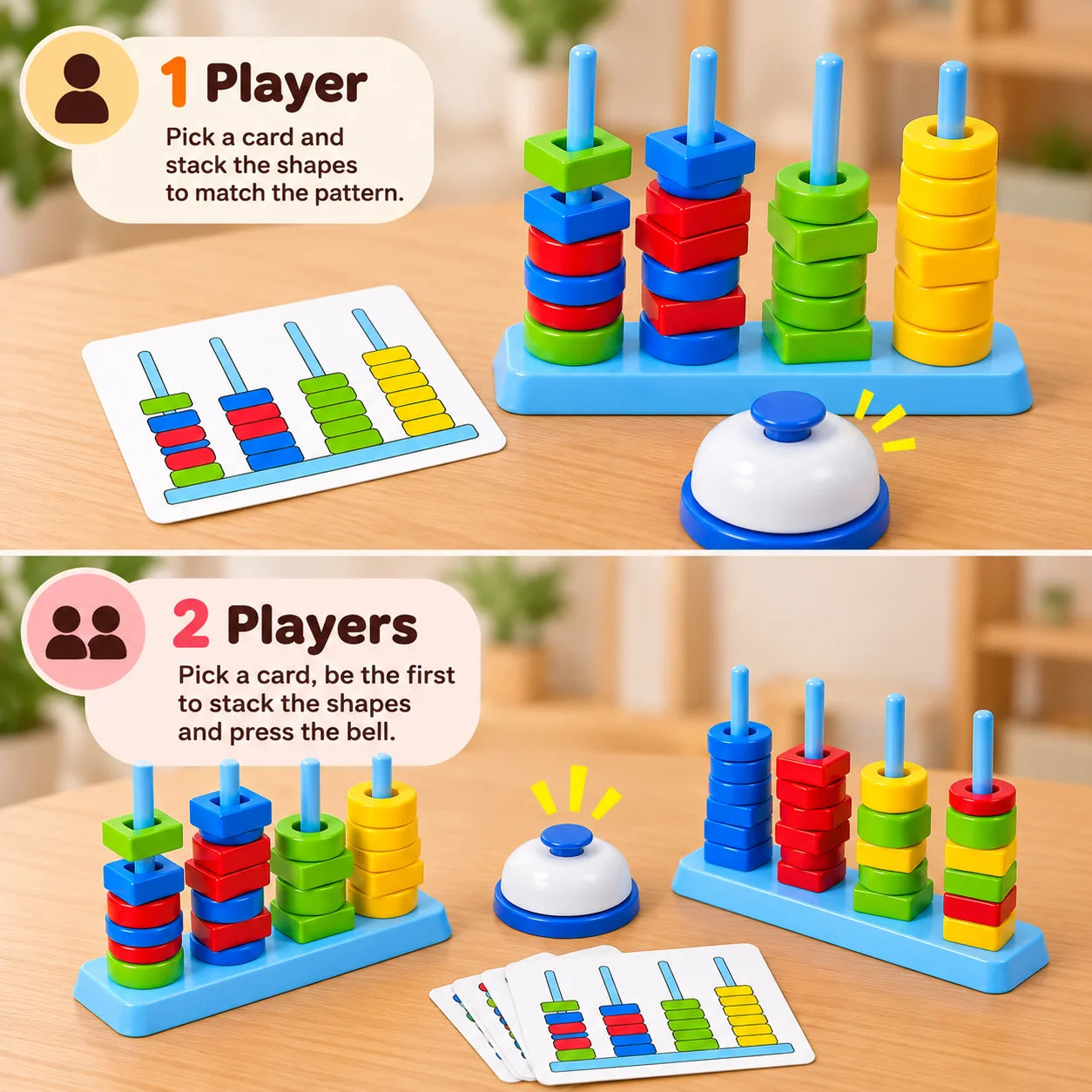 Color and Shape Stack Matching Interactive Game - Multiplayer