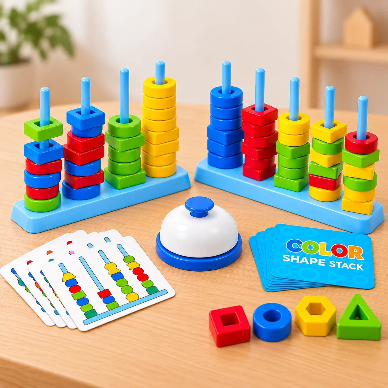 Color and Shape Stack Matching Interactive Game - Multiplayer