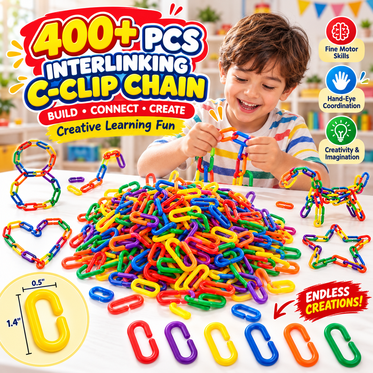 400+ PCS Interlinking C-Clip Chain Building Toy 060