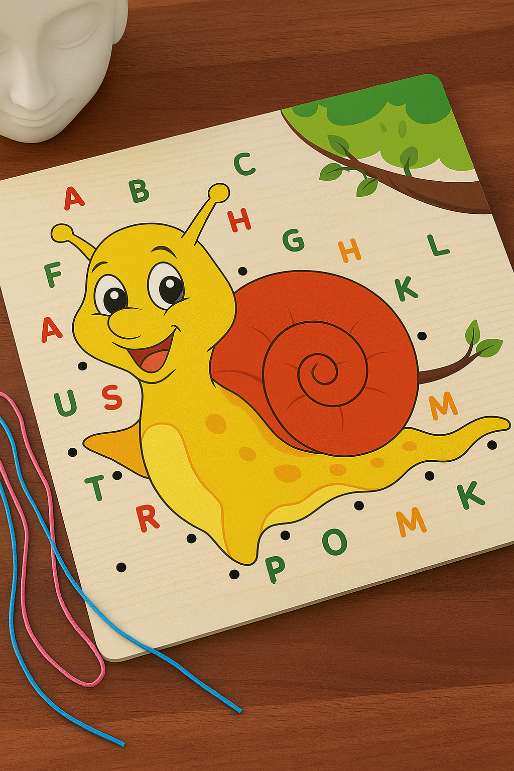 Wooden Alphabet Lacing Board - (Random design) 017